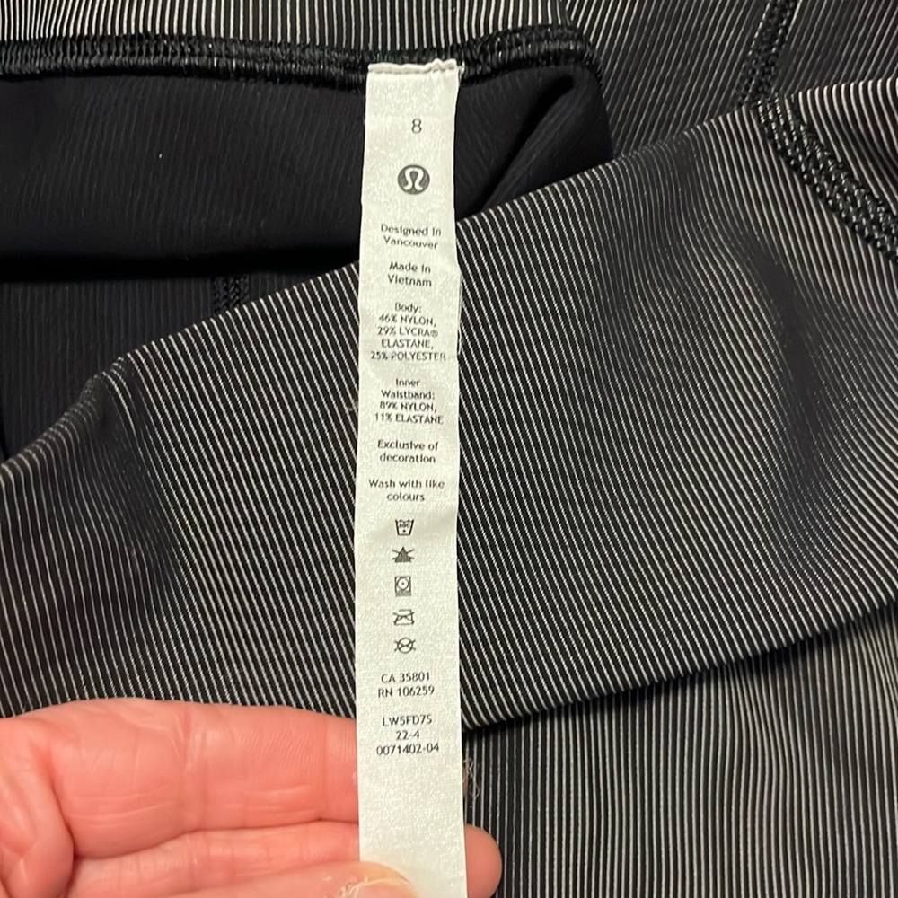 Lululemon pinstripe tights, size 8